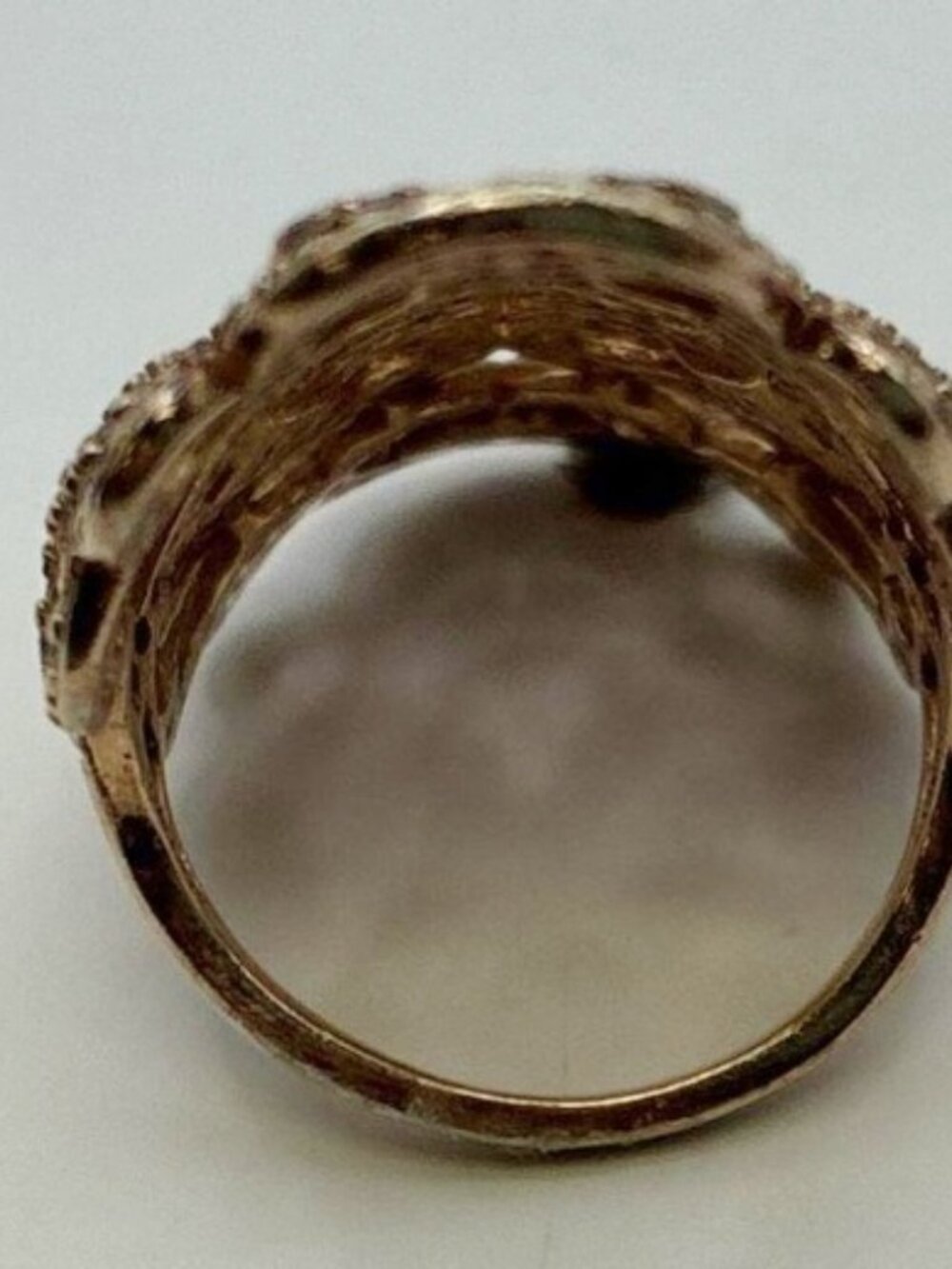 WOW!  Gold over 925 Sterling Loaded in Clear Topaz Full Finger Filigree Ring 7 - Picture 5 of 5